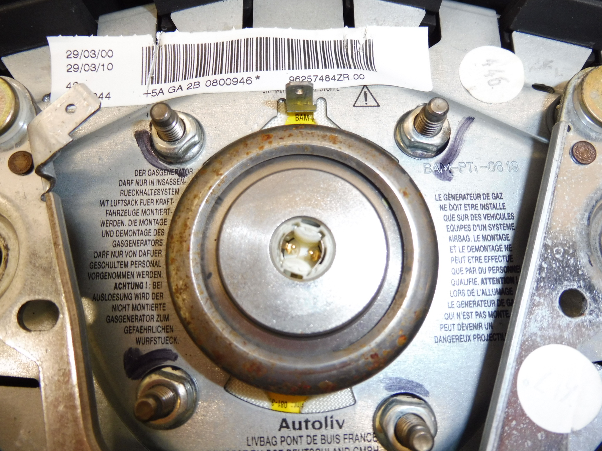 Poduszka powietrzna kierowcy - kierownica Peugeot 206 96257484ZR